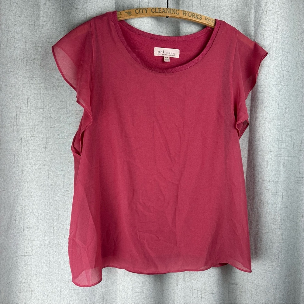 Philosophy Top Dusty Rose Pink Popover Sheer Layer Over Tank Coquette Blushing S